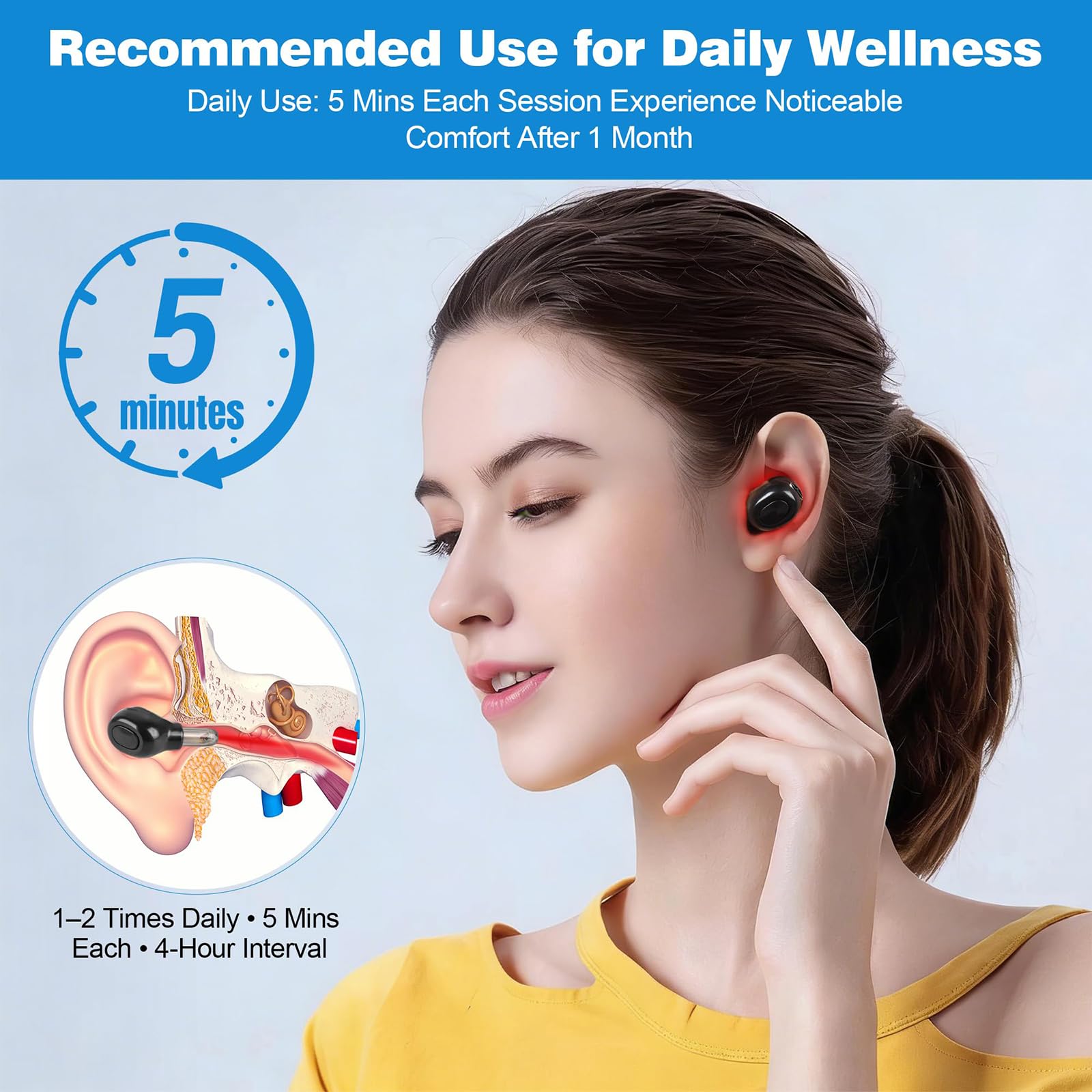 Nuvanacalm Tinnitus Support Device Standard Size Compatible with Ears 2Pcs