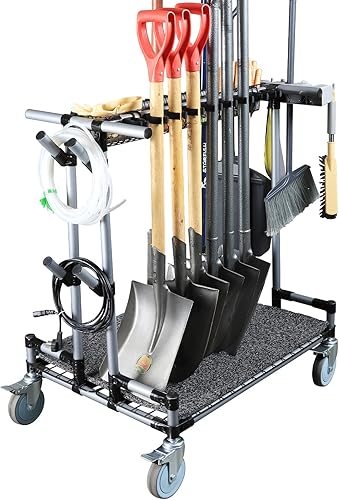 Carrito organizador de herramientas de jardín de alta resistencia, ideal para jardinería, ruedas mejoradas de 5 pulgadas para césped y arena,