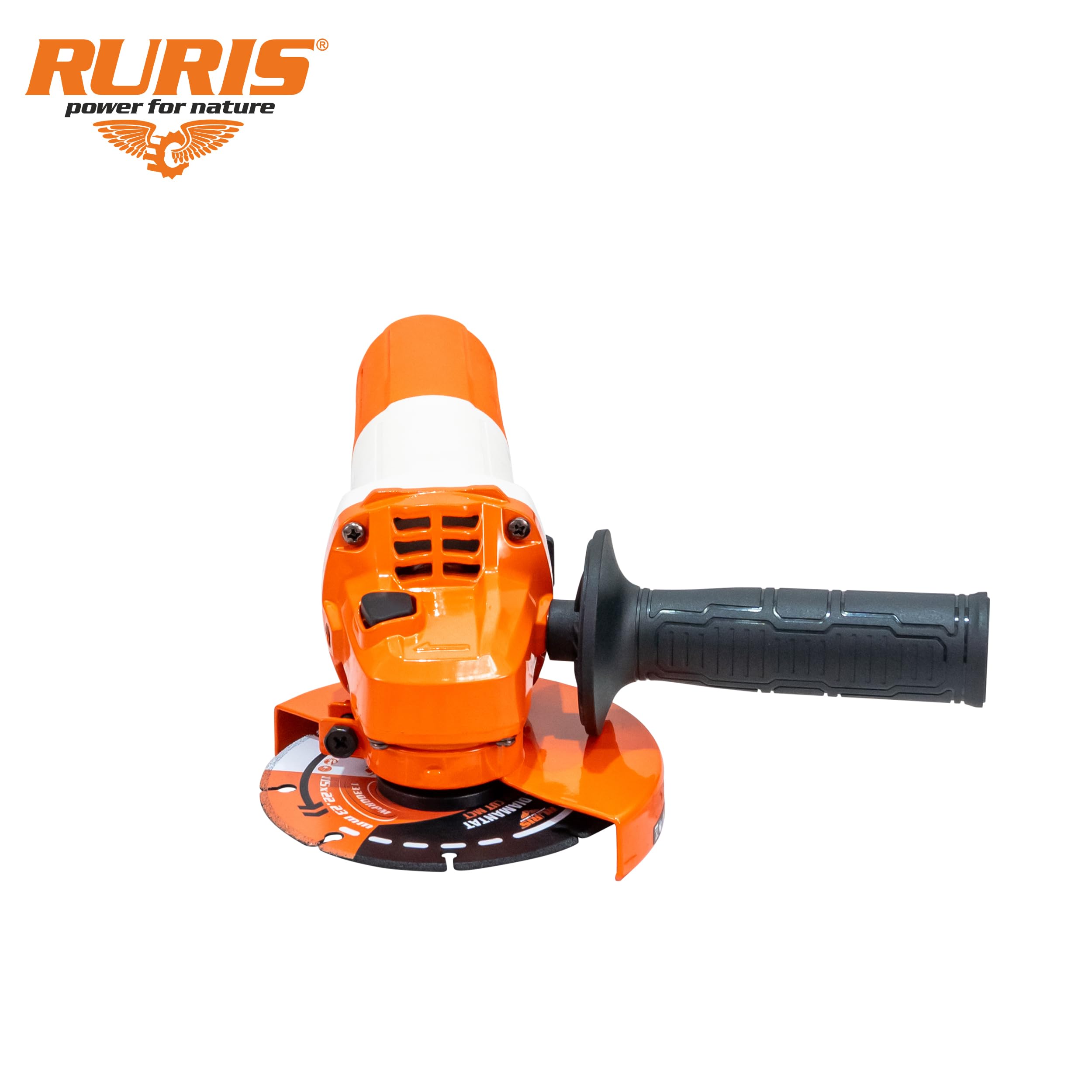 RURIS Meuleuse d’angle électrique RA1050 1050W, disque 125 mm, 11000 tr/min, système Power Off, outil polyvalent pour coupe et meulage métal, béton, pierre, bois