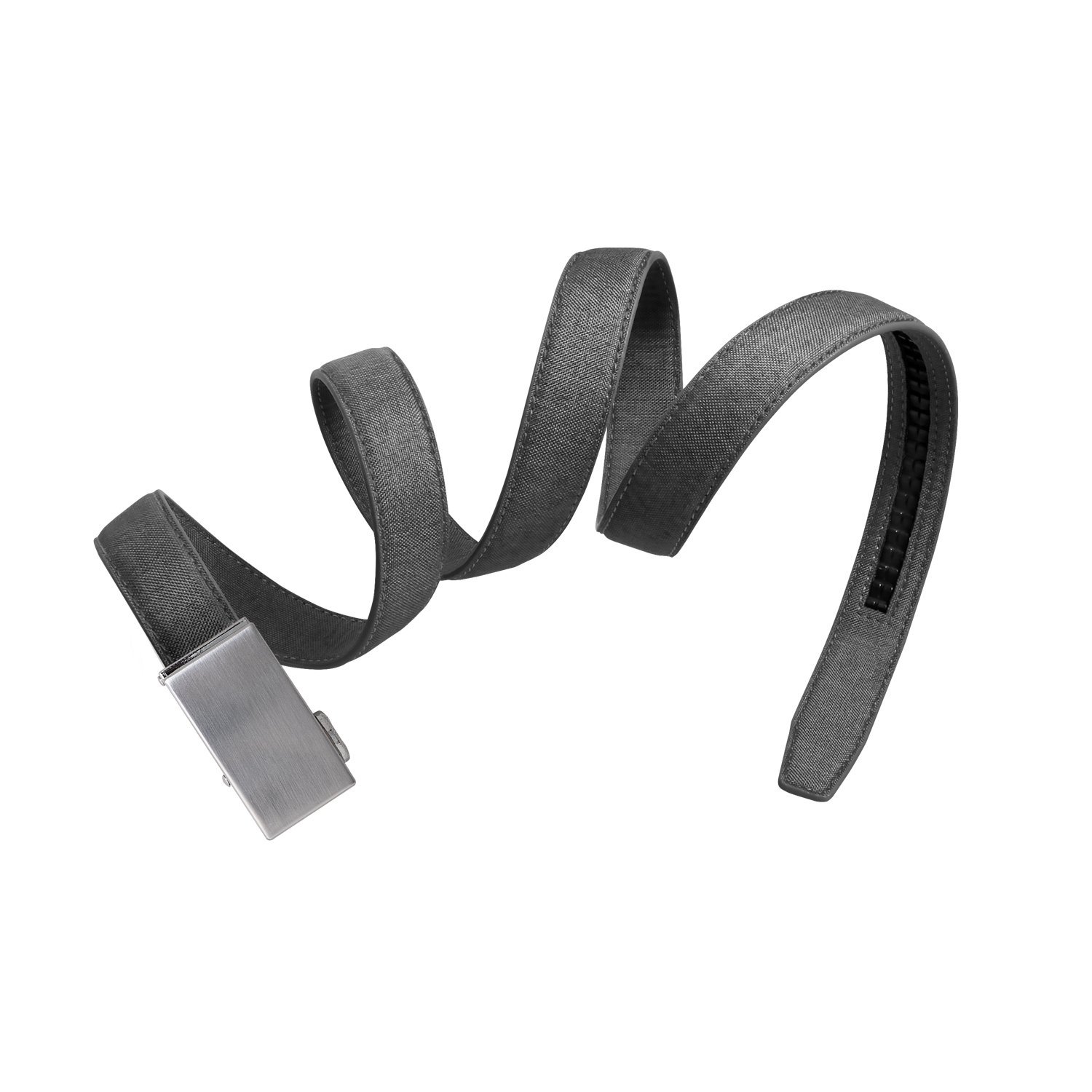 Mission Belt Women's Ratchet Belt - 30mm Platinum Buckle/Stone Gray Canvas Strap, Extra Large (Up to 42