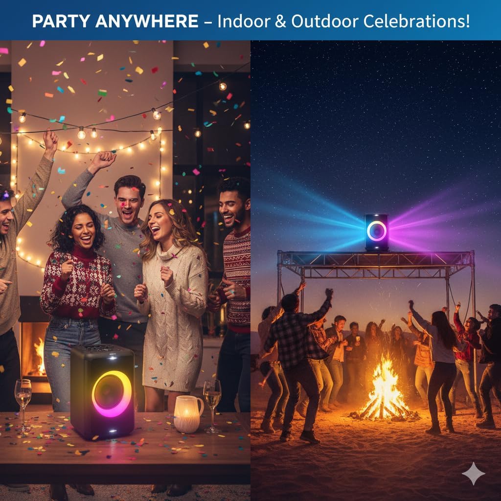 Philips X3206 Bluetooth Party Speaker with Deep bass, Up to 14 Hours Battery, Party Lights and Karaoke Effects, Microphone and Guitar Input, Audio-in, USB Charging, Built-in Trolley, TAX3206 - Image 8