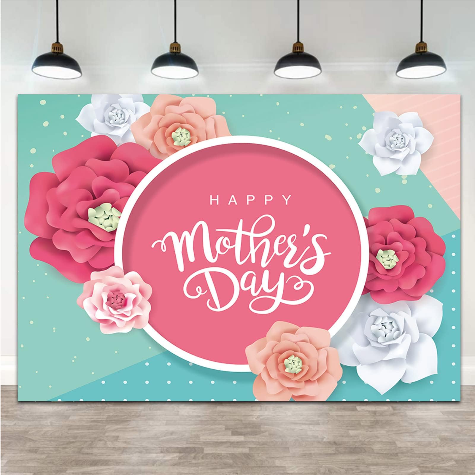 Amazon.com : Happy Mother's Day Photography Backdrop Pink Flower Photo ...