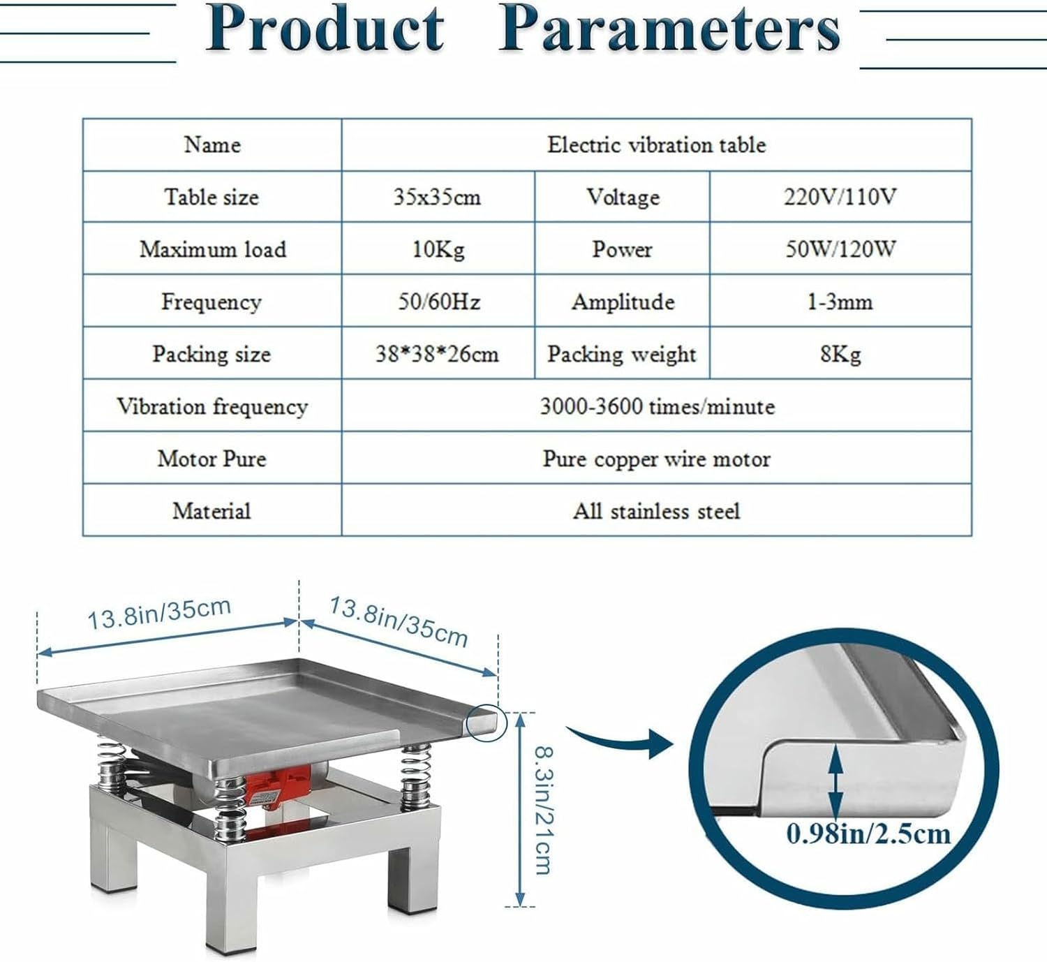 Concrete Vibration Table, Small Vibration Test Table, Desktop Vibration Platform, Suitable for Laboratories, Warehouses, Workshops, Easy to Clean