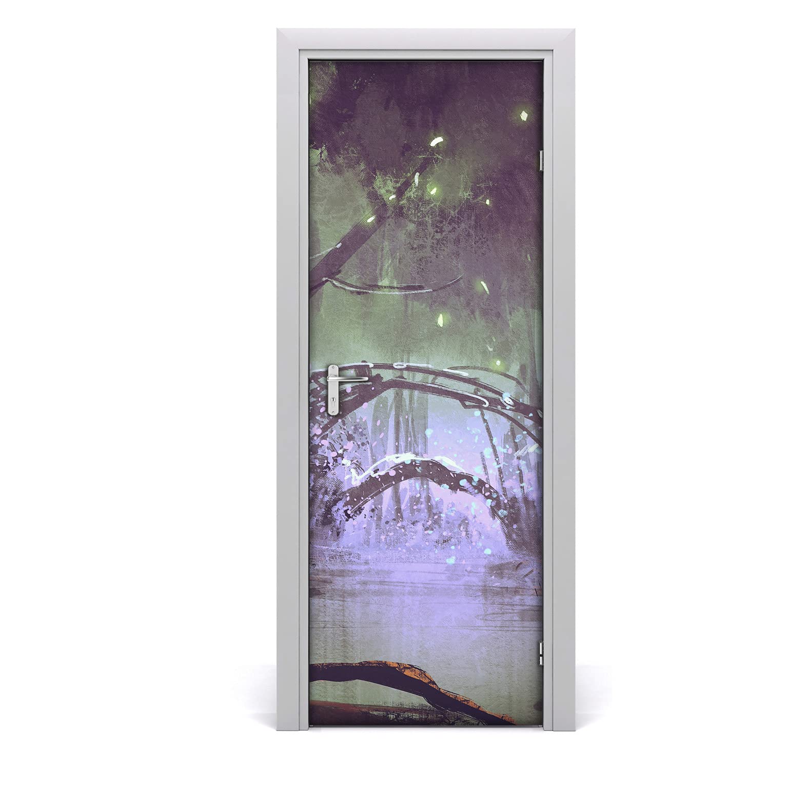 Papier peint sur la porte de fantaisie forêt enchantée sticker mural 85x200