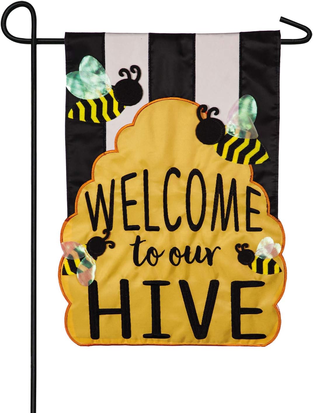 Evergreen Flag Welcome to Our Hive Garden Applique Flag - 12.5 x 18 Inches Outdoor Decor For Homes and Gardens