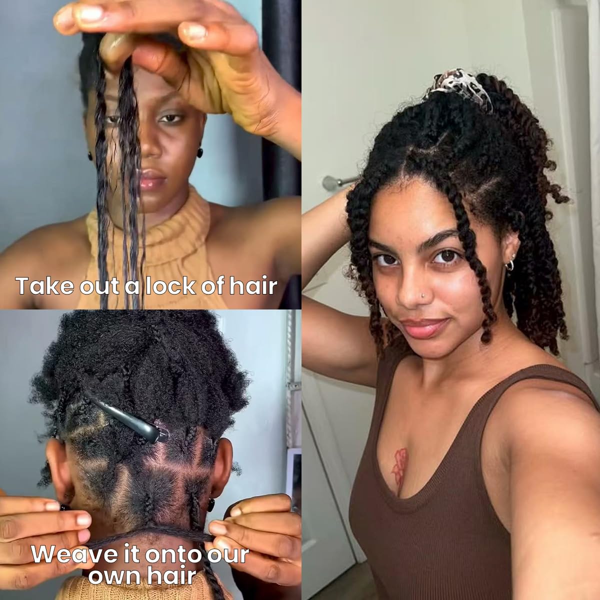 Afro Kinkys Bulk Human Hair for kinky curly Twist Human Braiding Hair For Micro Locs Extensions marley natural Black Color 10 inches 70g/pack (Nature Black, 10 Inch)