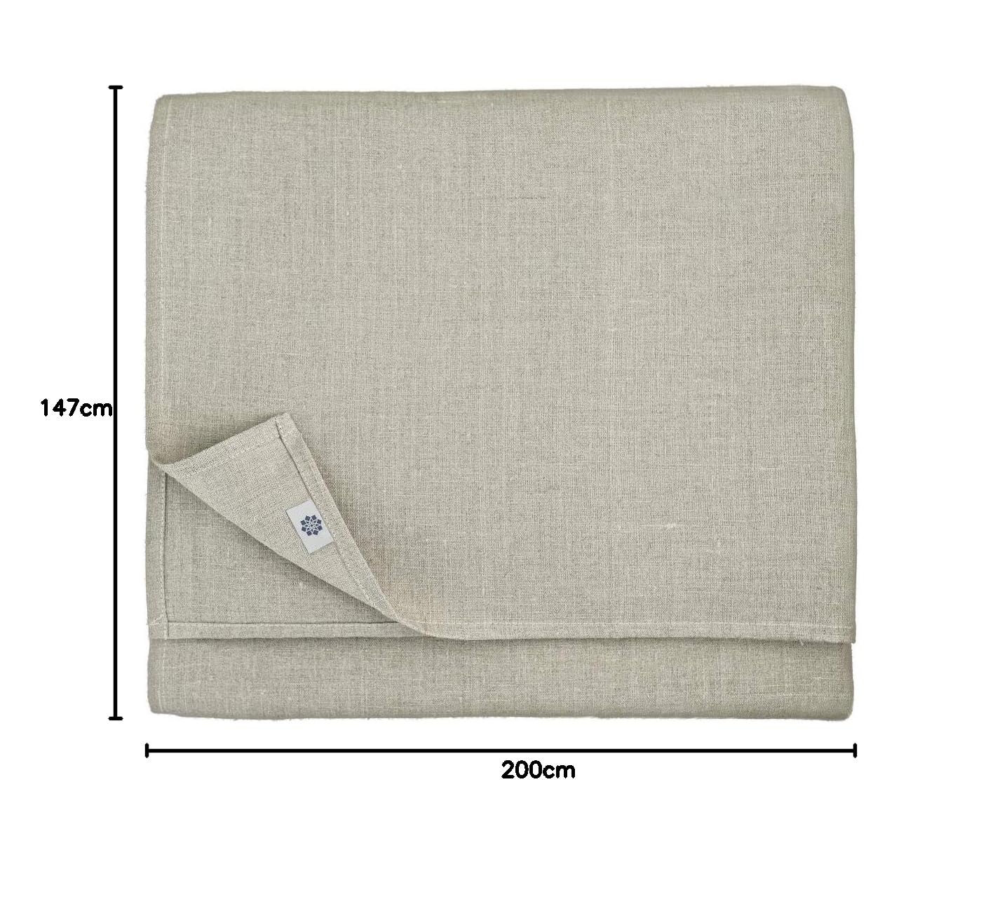 Linen & Cotton - Mantel Anabella Muy Elegante de Tela, 100% Lino (147cm x 200cm, Beige)