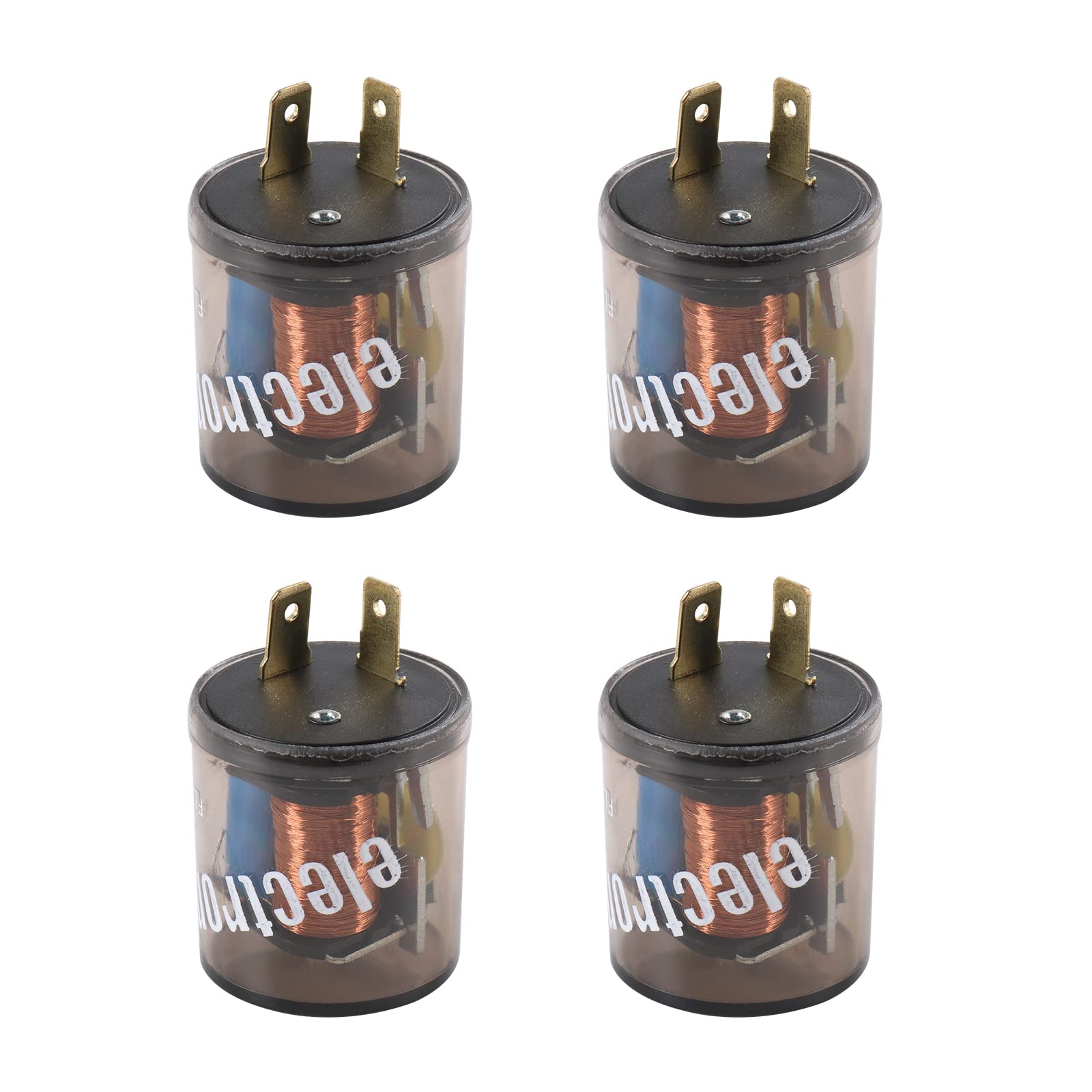LDMINDA 4 Pcs 2 Pin 12V Electronic Turn Signal Flasher Relay 2 Prong Flasher Relay 20 Amps for Universal Automobile Motorcycle Bike Scooter Fix Turn