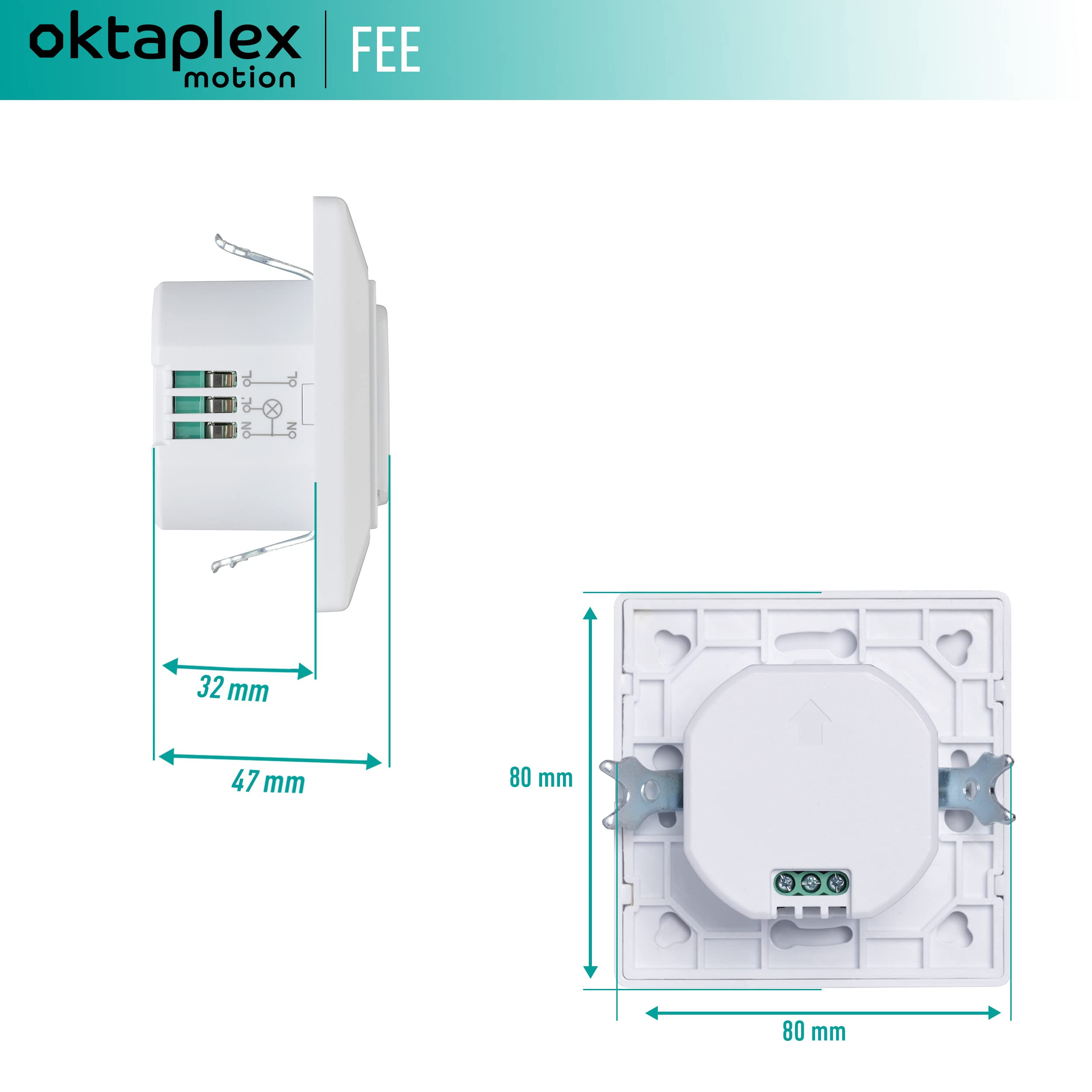 Oktaplex Fee zestaw 2 czujników ruchu, podtynkowy, biały