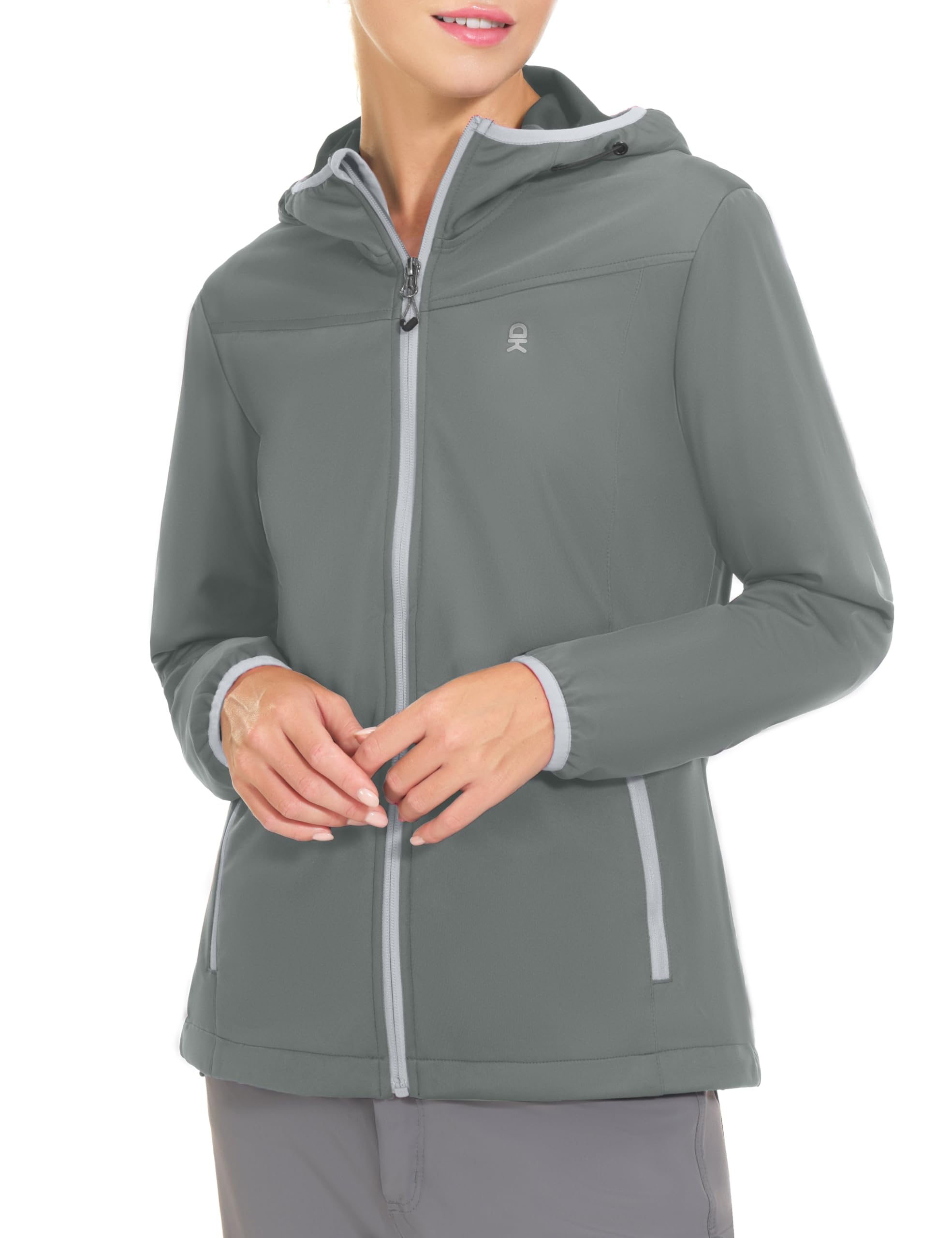 Little Donkey Andy Leichte Kapuzen-Softshelljacke für Damen zum Laufen, Wandern, winddicht, wasserabweisend