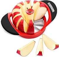 SCHVUBENR 3.5 Inch Stainless Steel Apple Slicer & Corer with 12 Sharp Blades - Red, Dishwasher Safe Fruit Cutter