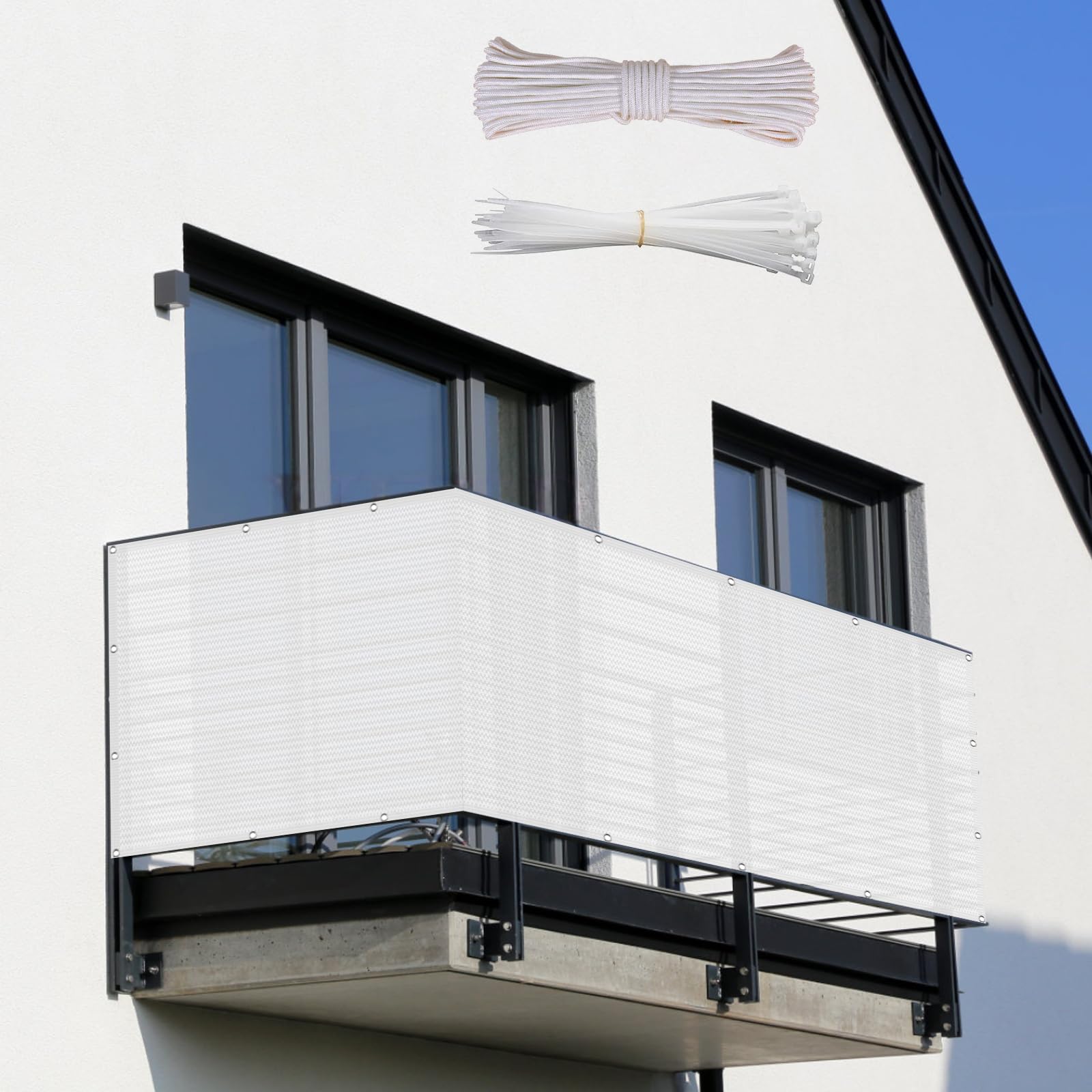 Brise-vue de balcon blanc haut de gamme en polyéthylène lourd 220G M²