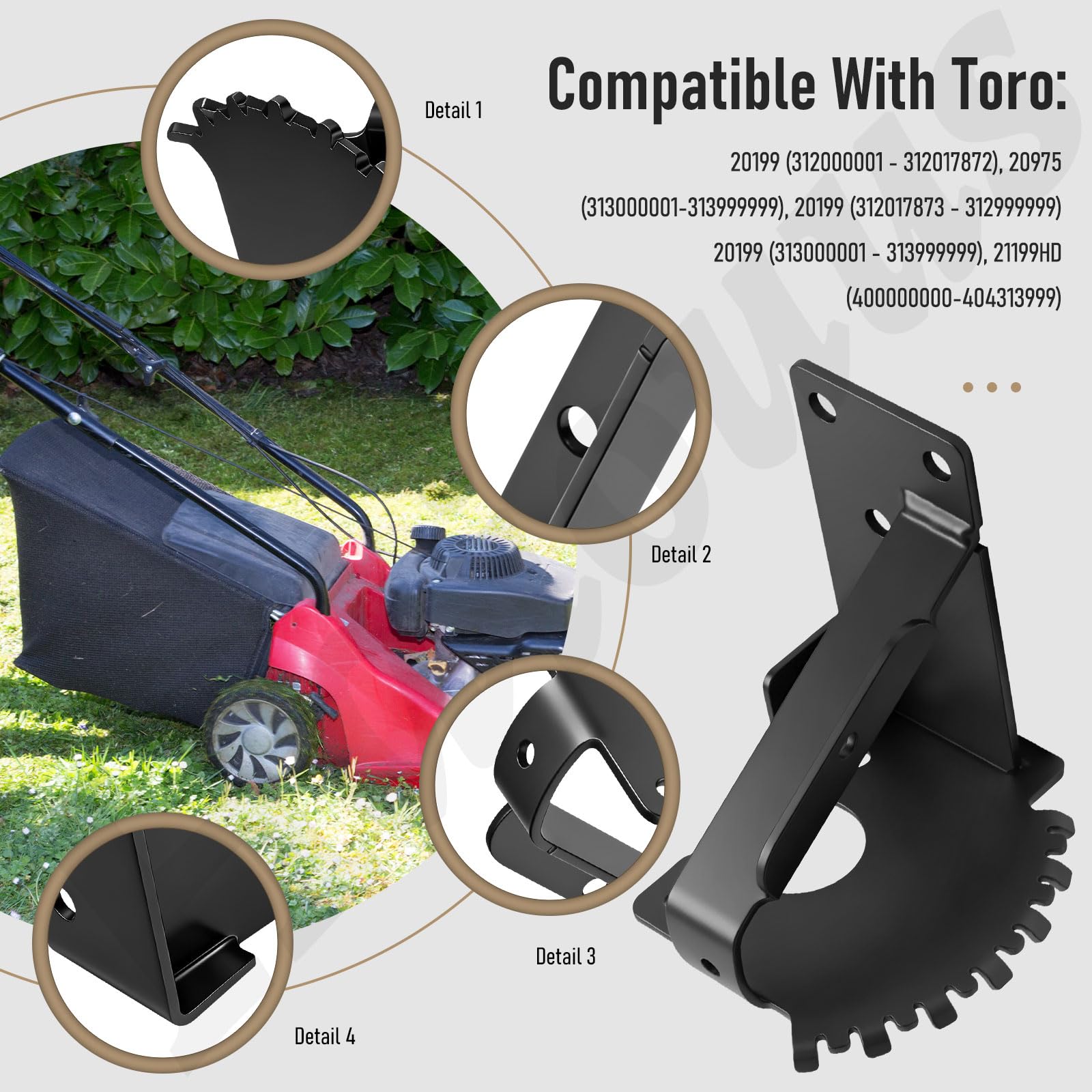 120-7037-03 Placa de ajuste de cubierta izquierda y resorte de brazo 120-7043 y juego de agarre de palanca 120-9535 compatible con cortacéspedes TimeMaster Toro de 30 pulgadas, reemplaza 120703703