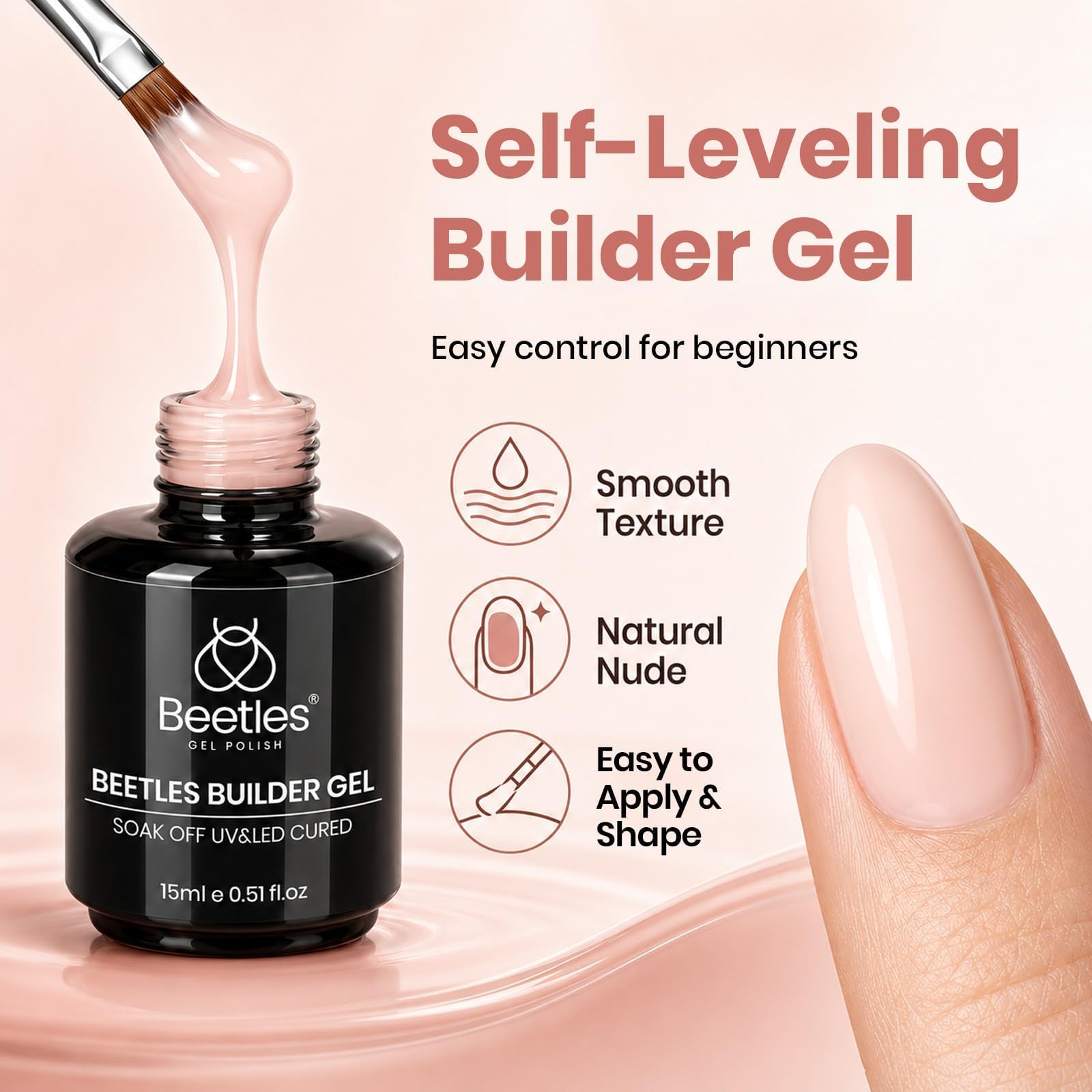 Beetles Builder Gel - Natural Nude Nails -4