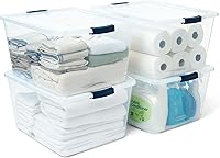 Rubbermaid Cleverstore 71 Qt Clear Stackable Storage Bins with Lids, 4-Pack - BPA-Free, Impact-Resistant, Made in USA