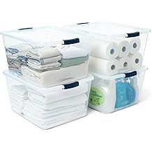 Rubbermaid Cleverstore 71 Qt Clear Storage Bins with Lids, 4-Pack, Stackable, BPA-Free, Made in USA