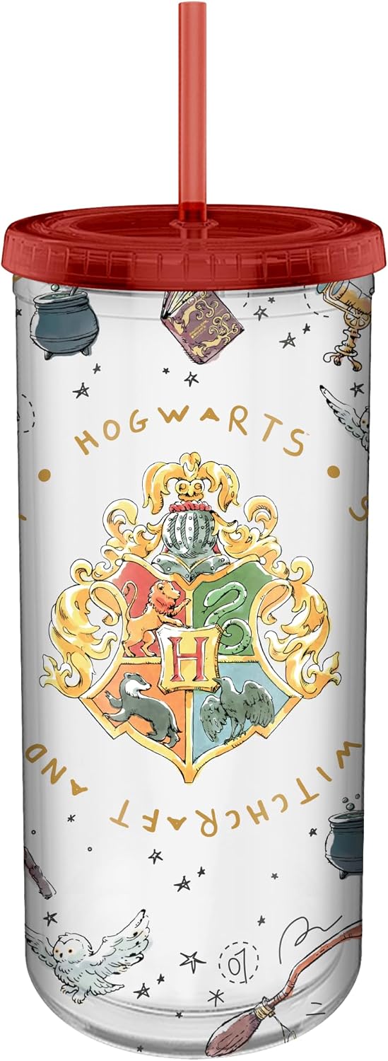 Silver Buffalo Harry Potter Crest Vintage, Plastic Cold Cup, 20oz