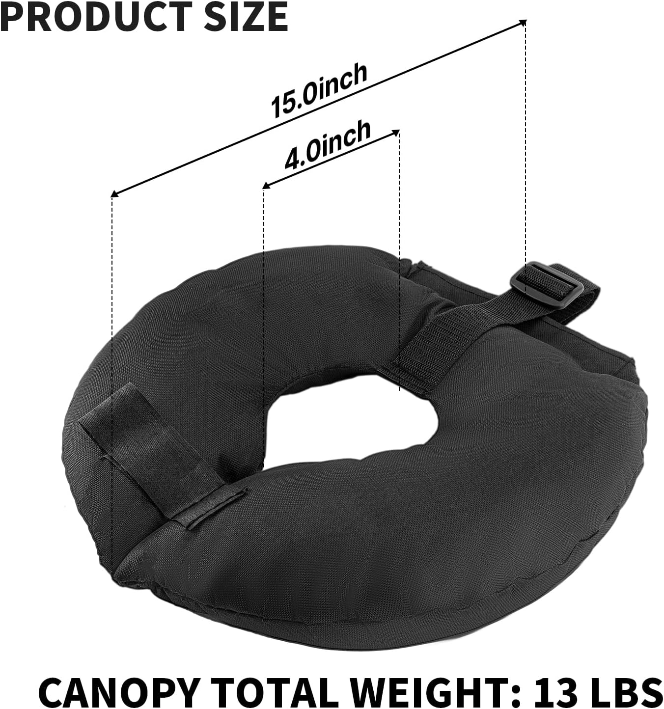 4 Pack Sand Bags for Weight, Tripod Weight, Canopy Weights with Straps, Weighted Bags to Hold Things Down, Sandbags for Backdrop Stand, Umbrella Base, Tent, Sports Net, 52 LB (Sand Not Included)
