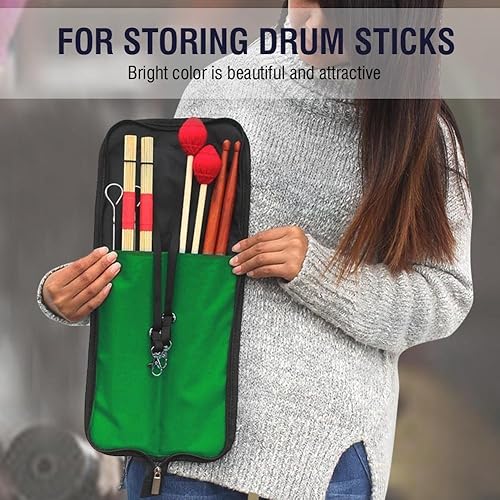 Miniatura 5 de Dilwe Bolsa de baqueta, 5 colores para baqueta, bolsa colgante para baqueta, bolso portátil con asa (verde)