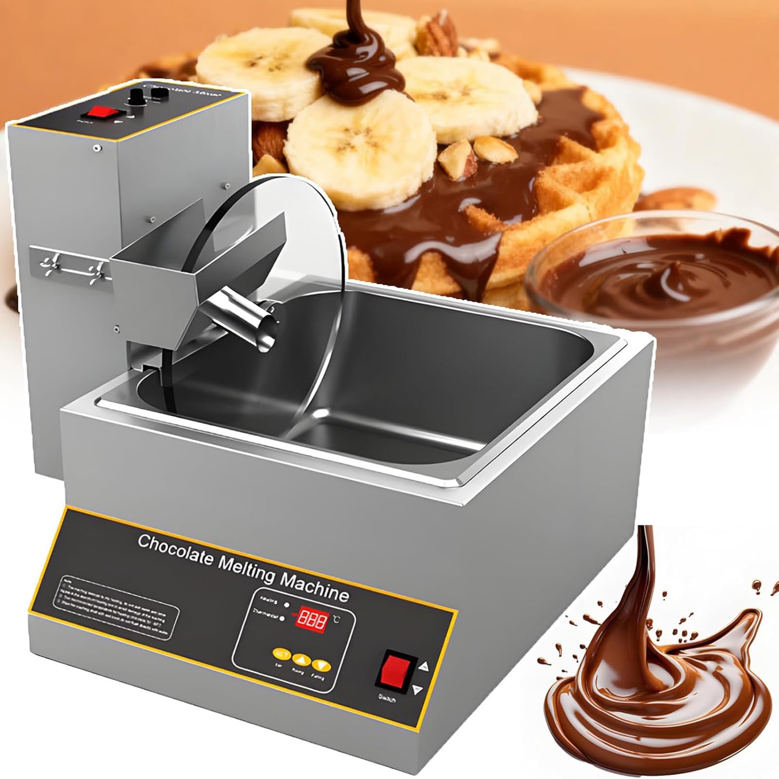 Machine à tempérer Le Chocolat de comptoir, Machine à Fontaine à Chocolat, Machine à enrober de Chocolat à la Fraise, Distributeur de Chocolat, 12kgmeltingtankwithmixer