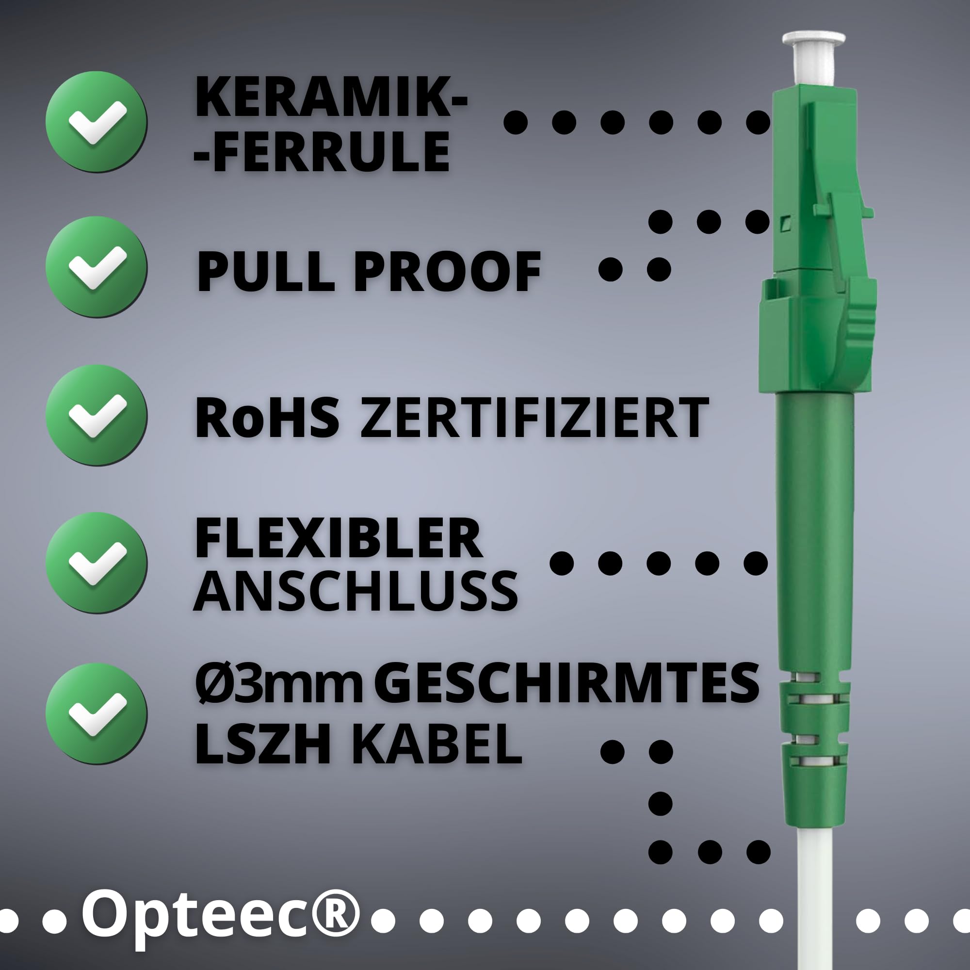 Câble Fibre Optique Blindé - 70M - Rallonge/Jarretière - LC/APC à LC/APC Renforcé - Simplex Monomode - Garantie 10 Ans - Blanc (70M)