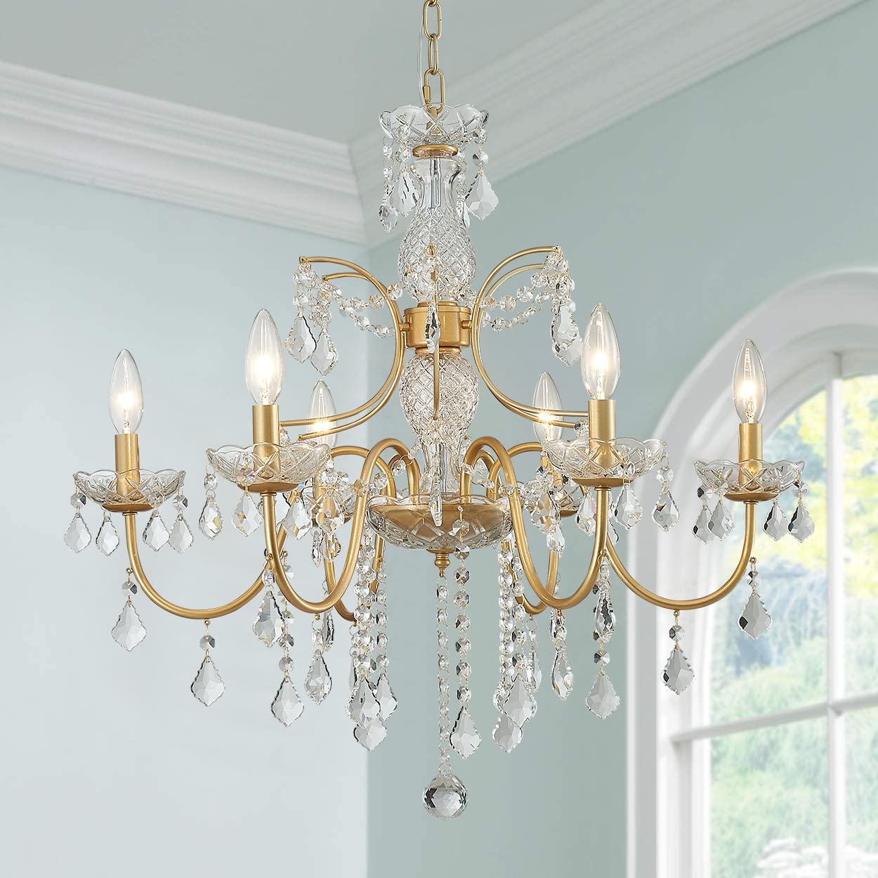 Bestier Gold Finish Elegent Crystal Candle Candelabra