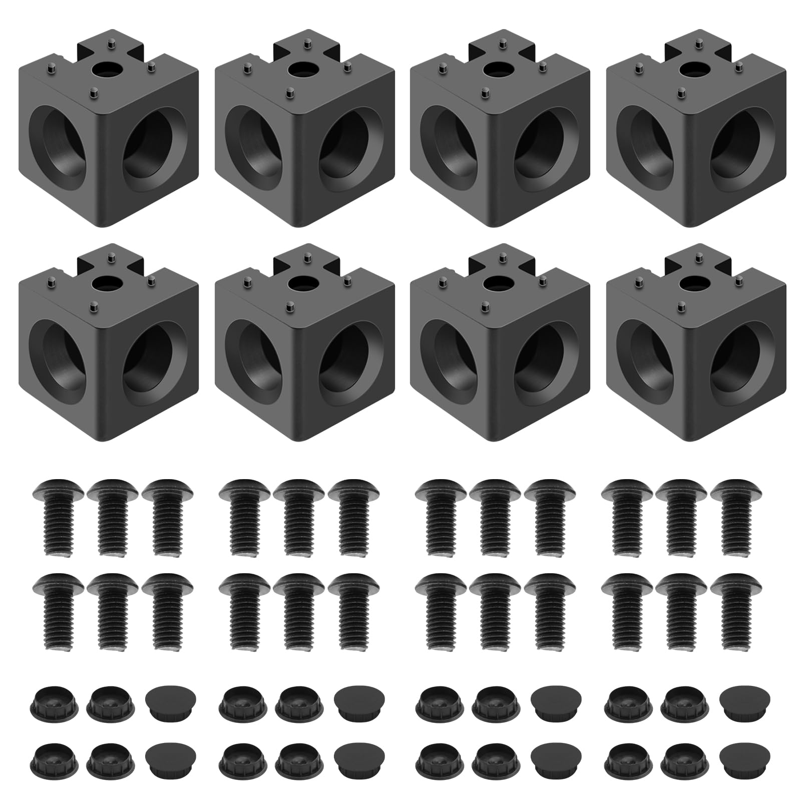 iMetrx 8 pcs 3030 3-Way Corner Cube 3030 Extrusion Hardware T-Slot V-Slot Accessories with Screws and Nuts for 30x30 Aluminum Extrusion Connector 3D Printer Accessories Black
