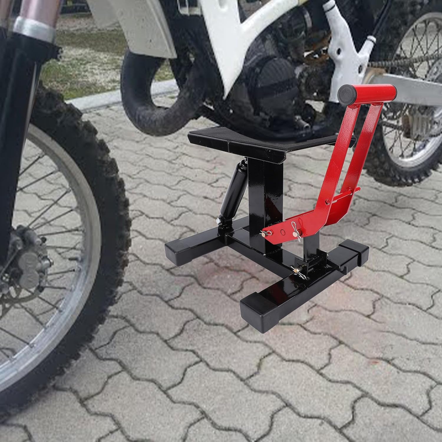 Motorcycle Jack Lift Stand 330Lbs Adjustable Height for Offroad Motorcycle Maintenance Repair