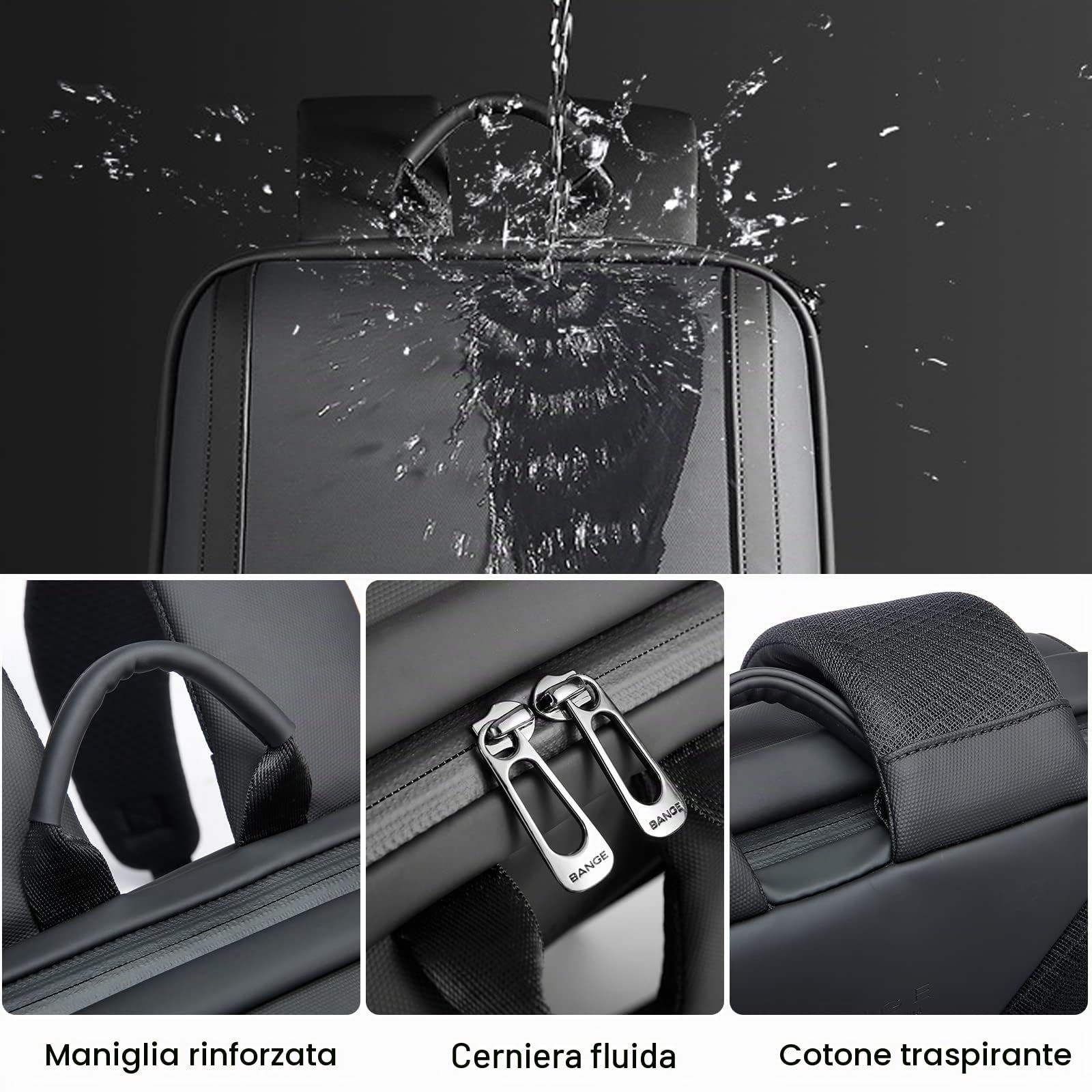 FANDARE Zaino Ufficio Uomo Porta PC 15.6 Pollici, Zainetto Scuola da Donna, Borsa Daypacks Stile Auto Sportive per Business Viaggio Lavoro, Impermeabile Grigio