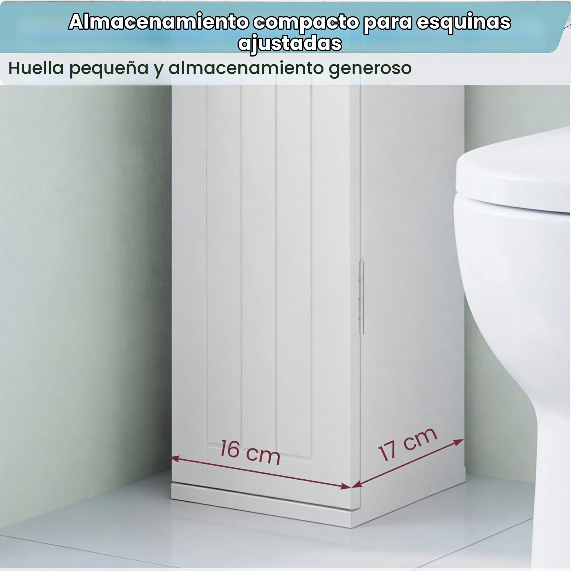 LIFEZEAL Armario para Papel Higiénico de Baño, Independiente con 5 Compartimentos y 3 Estantes Desmontables, de Suelo con Una Puerta, Blanco