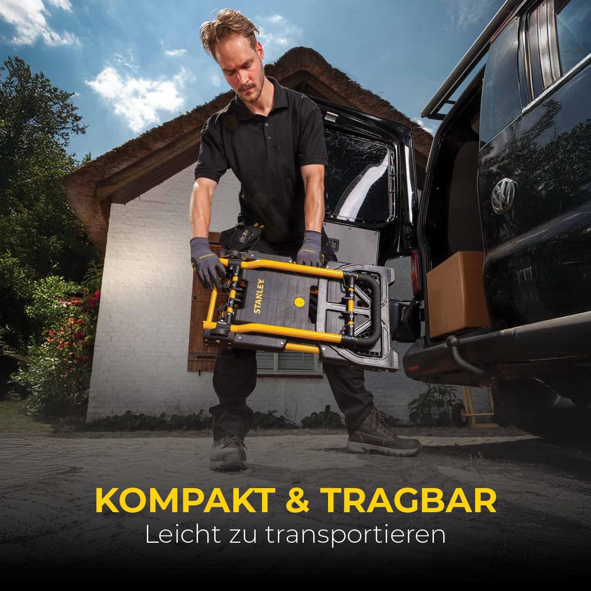 STANLEY 3-in-1 Faltbare Sackkarre, FT585, Gelb und Schwarz, Einheitsgröße