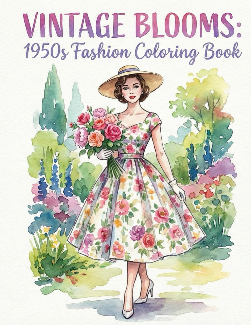 VINTAGE　BLOOMS: 1950s Fashion Coloring Book