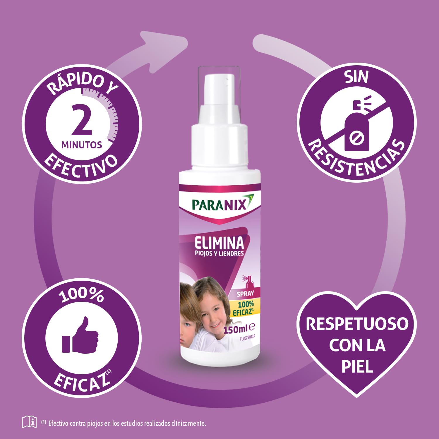 Paranix Spray Tratamiento para Piojos y Liendres - Incluye Lendrera - Sin insecticidas - 150 ml