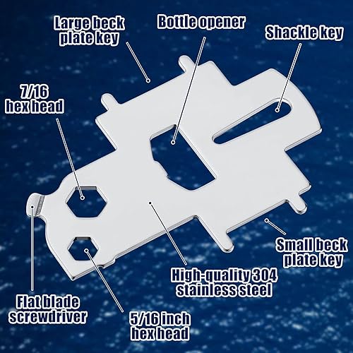 Miniatura 3 de Ripeng 2 piezas de tapa de gas para barco, llave de placa de llenado de acero inoxidable, herramienta flotante para abrebotellas para yate, tanque