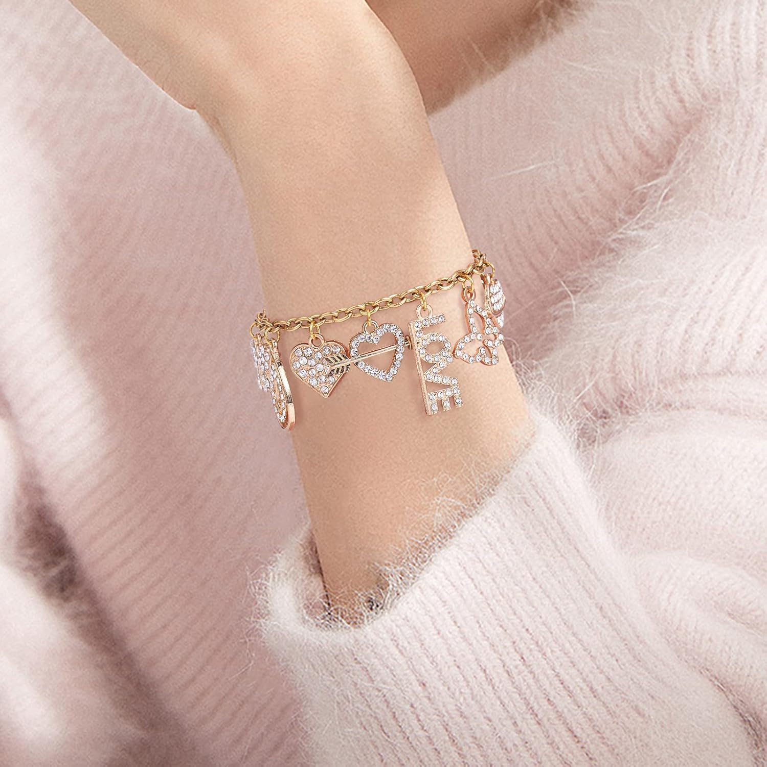 30 Pieces Alloy Rhinestone Pendants Clear Crystal Charm Heart Butterfly Crow Alloy Charm for Jewelry Necklace Bracelet Earring Making Crafts - Image 6