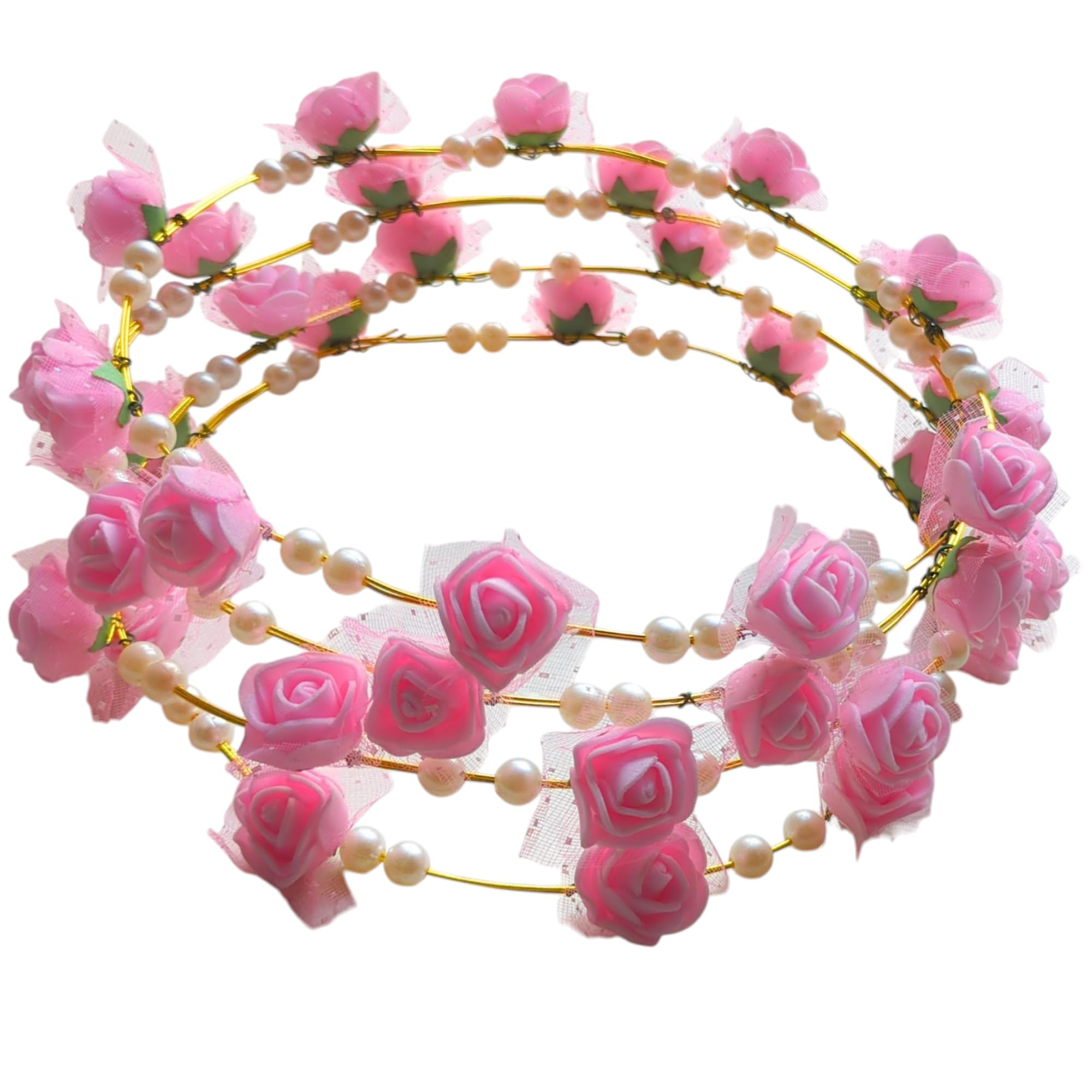 2Pcs Flower Crown Boho Roses Wreath Artificial Bridal Headpiece Tiaras for Wedding Birthday's Christmas Hawaiian Vivah Party Festival Tiaras for Girls Women (Pack of 2)