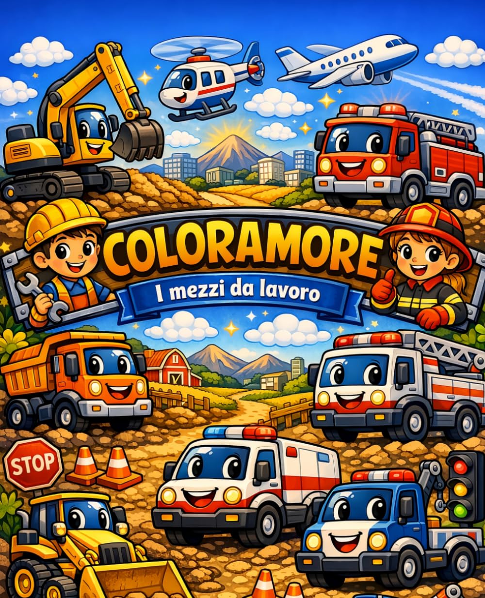 Coloramore - Mezzi da lavoro: Disegni da colorare (Coloramore - Libri da colorare per bambini – fantasia, creatività e amore per il colore)