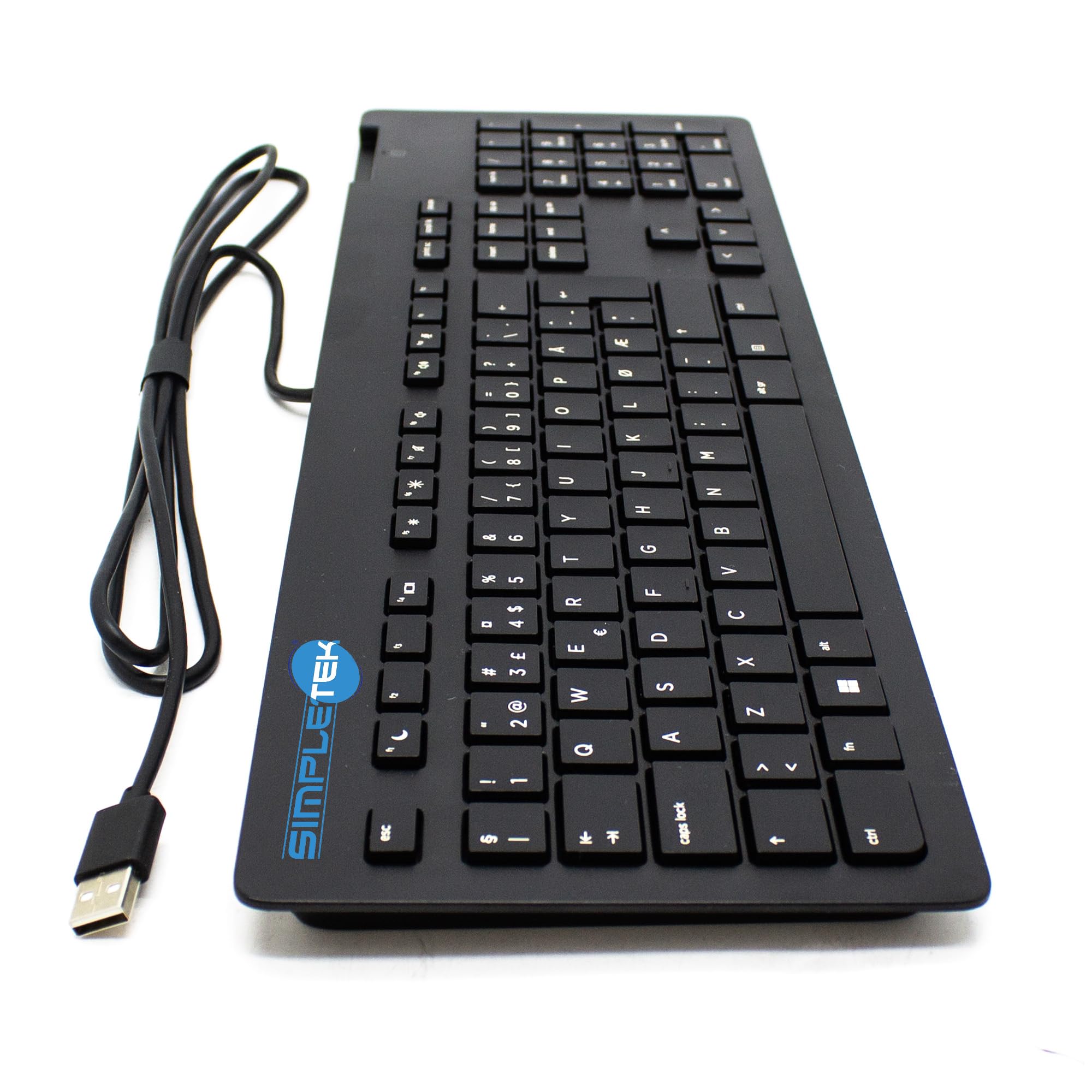 SIMPLETEK - Teclado con cable USB Business Slim - Con lector de tarjetas inteligentes integrado - Diseño Nórdico (NO/SE/DK/FI) - Perfil delgado