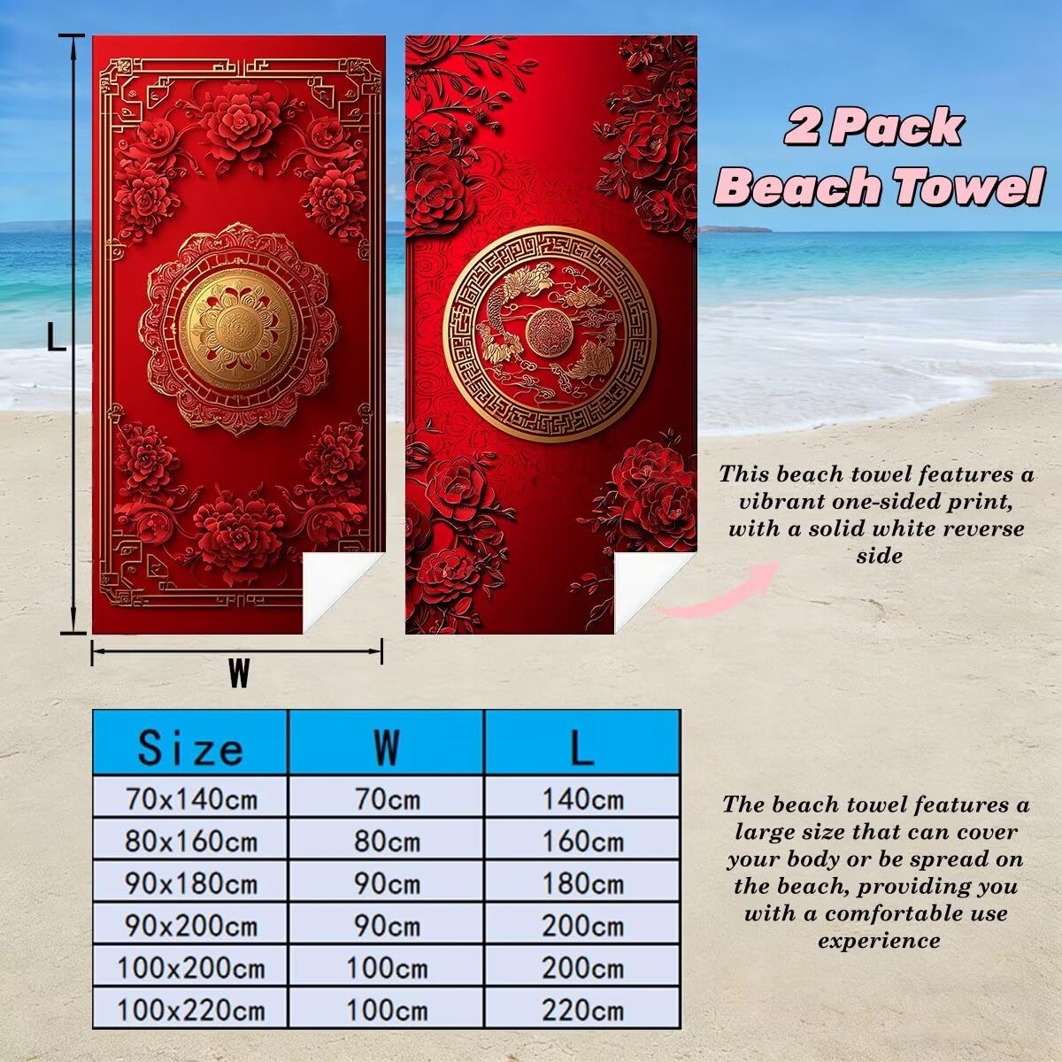 Ręcznik plażowy z mikrofibry, duży ręcznik plażowy 90 x 180 cm 2 sztuki, ręcznik gimnastyczny mężczyźni kobiety odporne na piasek ręczniki plażowe szybkoschnące ręczniki z mikrofibry akcesoria plażowe