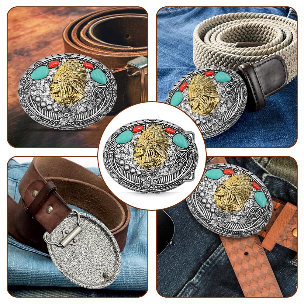 Belt Buckles Men Western Cowboy - Silver Belt Buckle Cowboy Belt Buckle for Woman & Belt Buckle Men Cowboy Buckle Cowgirl Belt Buckle, Indian Belt Buckle Western Belt Buckle for Men Women Boys Girls