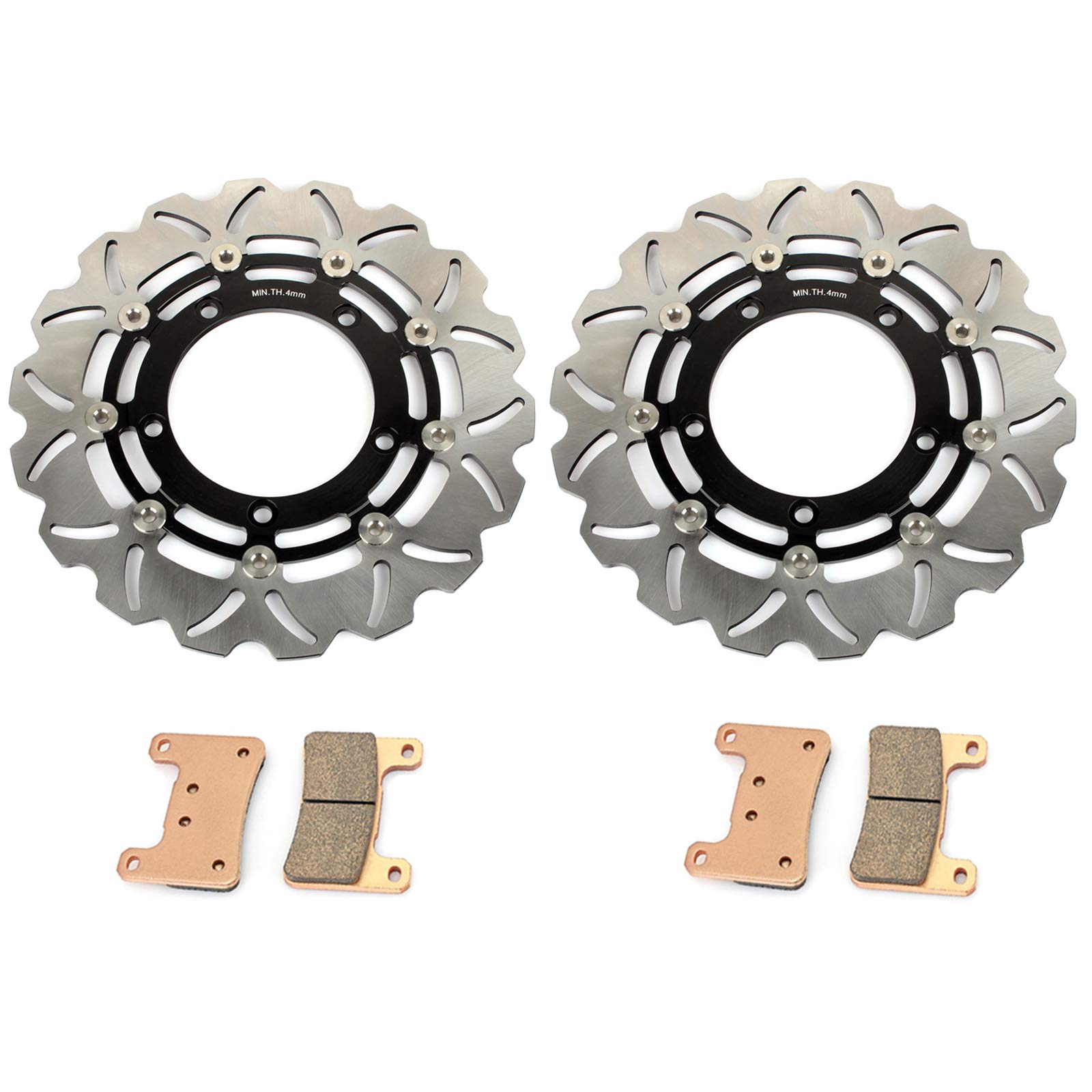 T | TARAZON Pair Front Brake Discs and Pads for Suzuki GSX 1300 R Hayabusa RK8 RK9 2008-2012