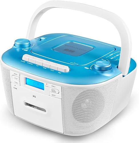 Gelielim Combo de reproductor de casete de CD Boombox, radio portátil AMFM para el hogar, sonido estéreo, grabación de cinta, unidad AUXTFUSB,