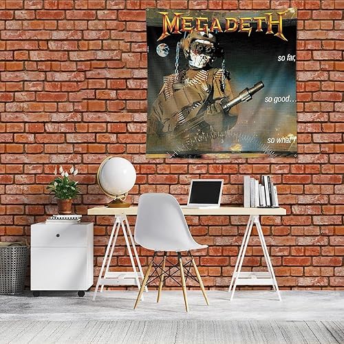 Miniatura 3 de AIFEEDD Megadeth - Bandera de tapiz So Far So Good So Who, póster de 4 x 4 pies para colgar en la pared, decoración del hogar