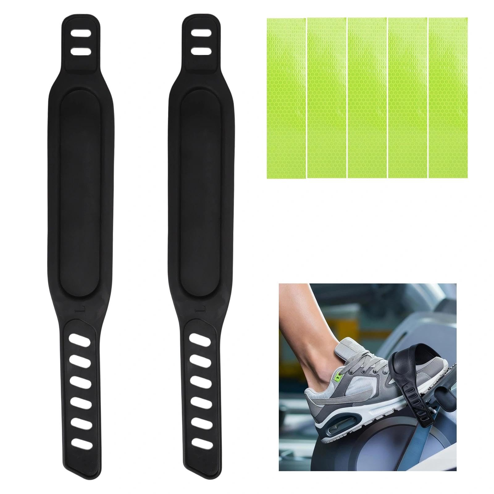 Cyclette, cinghie a pedale con nastro riflettente, universale, per cyclette, lunghezza regolabile, per la maggior parte dei pedali della bicicletta, ciclo di bicicletta