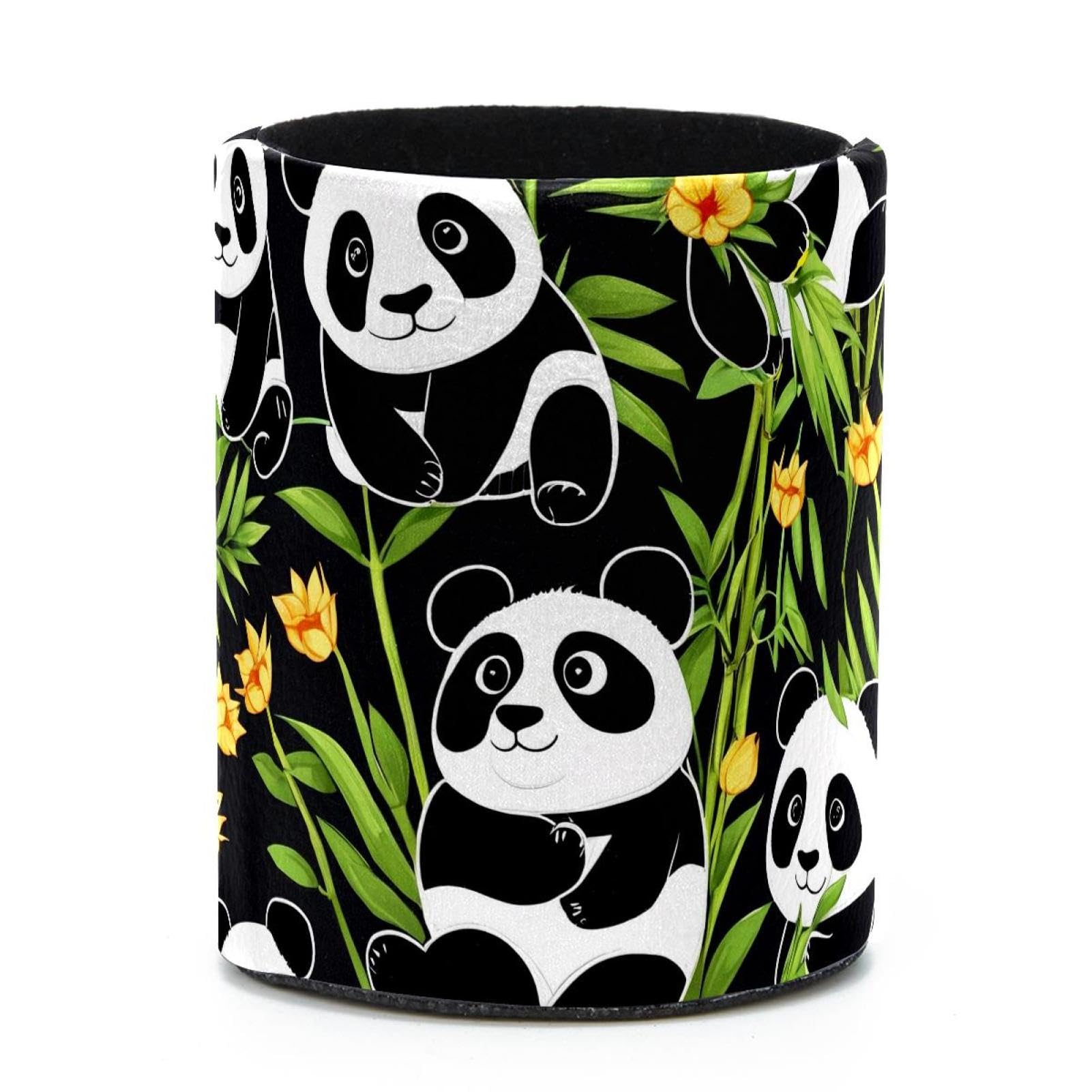 VAPOKF Round Pencil Holders for Desk, Cute Panda Pen Holders Pen Pot Makeup Brushes Storage Desktop Stationery Supplies Organiser for Home Office