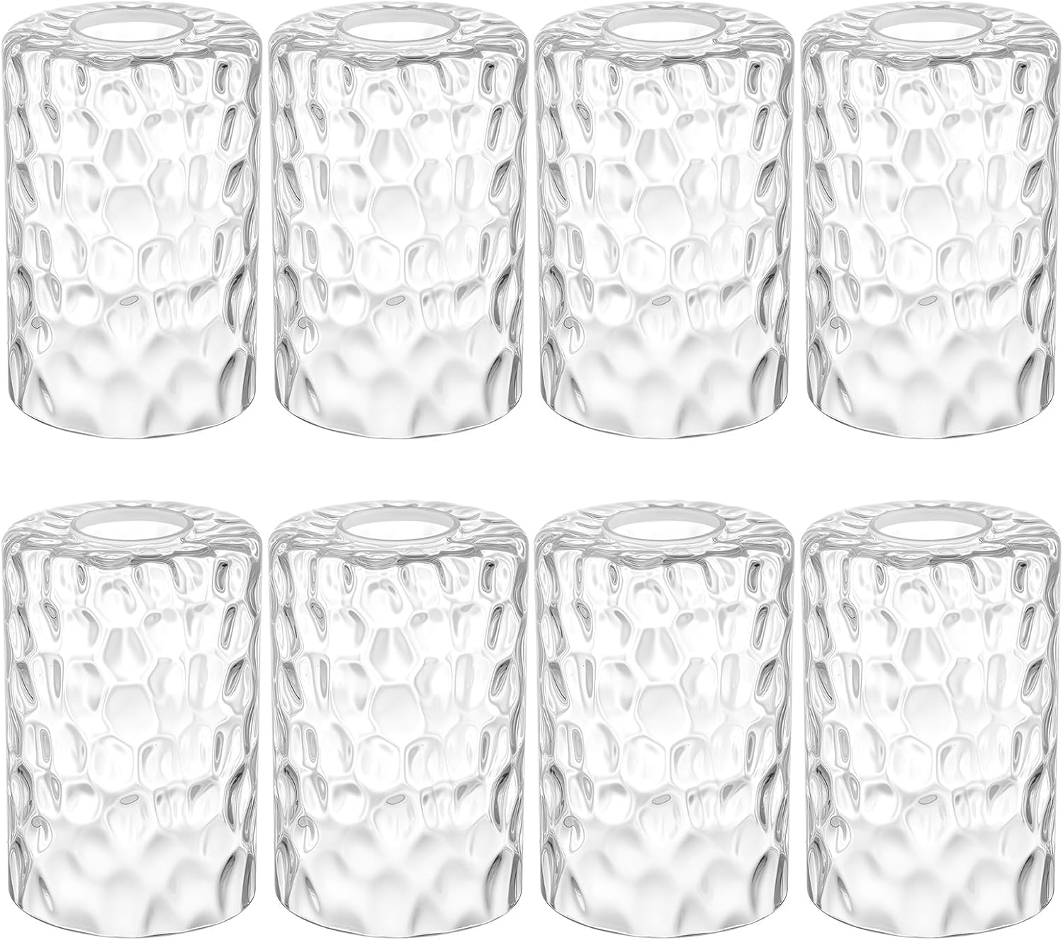 6 Pcs Clear Hammered Glass Shade Replacements for Pendant Light Fixtures Glass Lamp Shade Cover, 1-5/8 Inch Fitter, 4"w x 6"h, Replacement Lamp Globe for Chandelier Wall Light Sconce