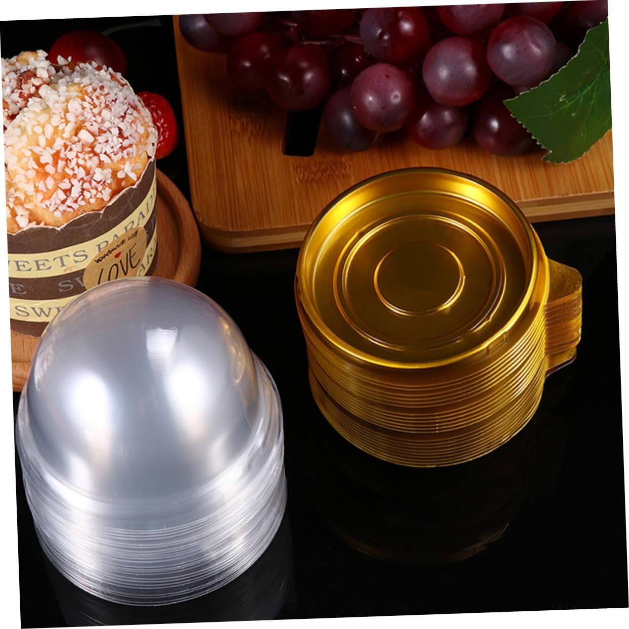 IMIKEYA 150pcs Round Plastic Moon Cake Wrapping Boxes Sturdy Dessert Containers for Safe Packaging for Baking and Giving