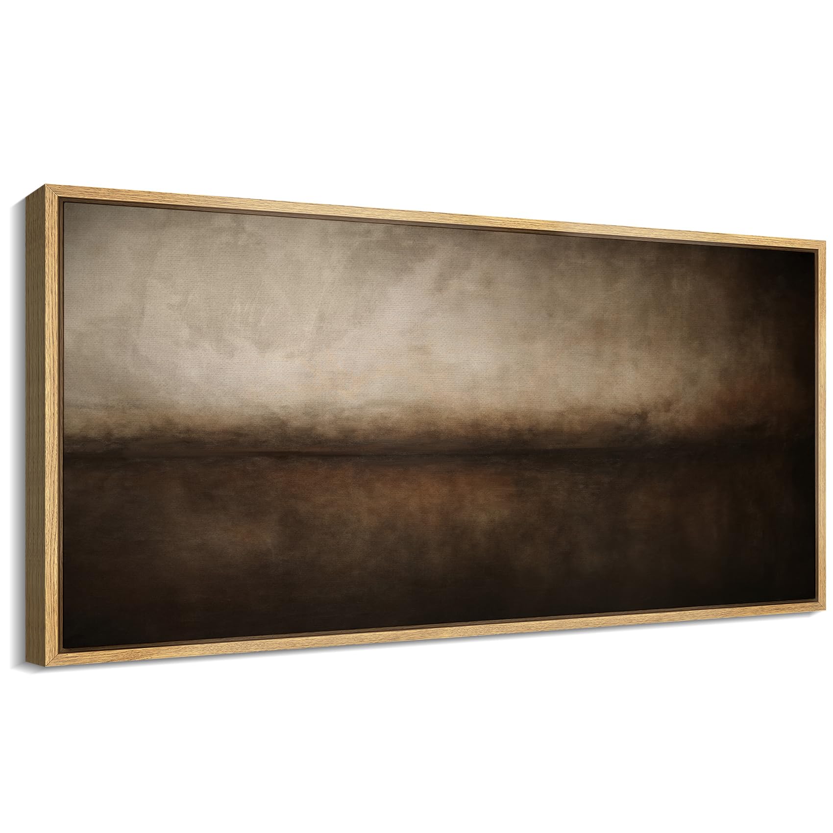 signford extra large framed canvas print wall art brown gradient abstract minimal warm neutral horizontal illustrations modern art calm warm for living room, bedroom, office - 60"x30" (fram has minor damage)