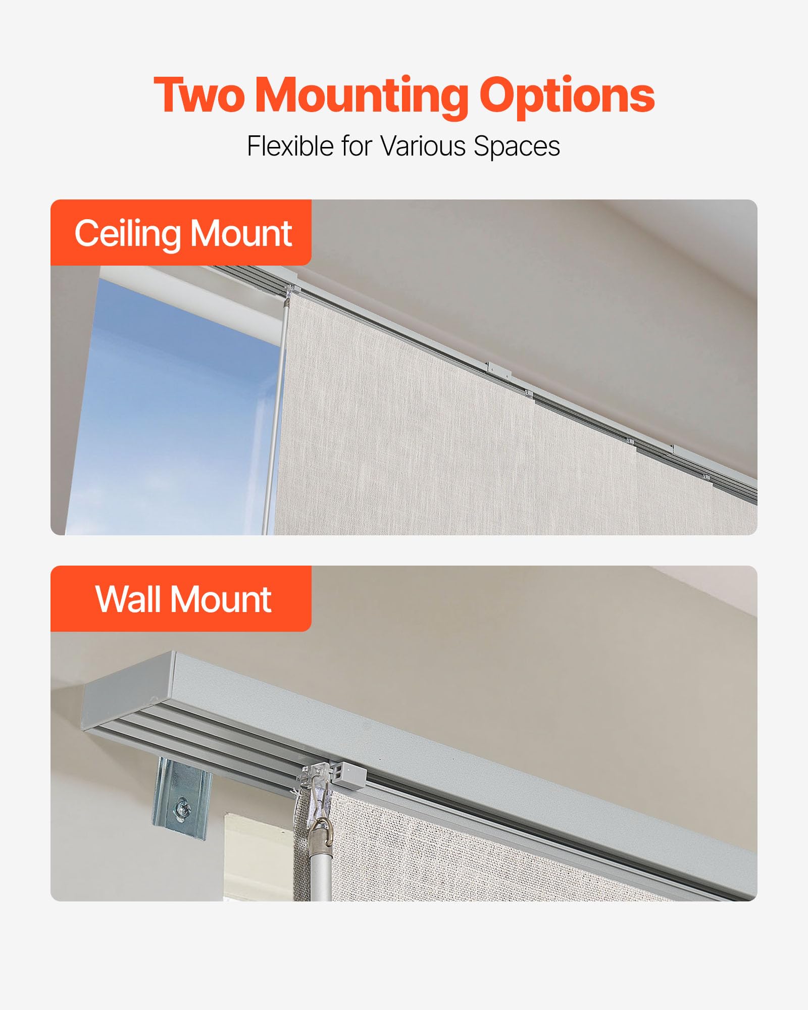 VEVOR Tende a Pannello Binario Estensibile Larghezza tra 116 cm e 218 cm Tende a Pannello per Privacy da Casa Balcone Salone, Oscuranti Verticali Scorrevole per Porte Scorrevoli (Grigio Chiaro)