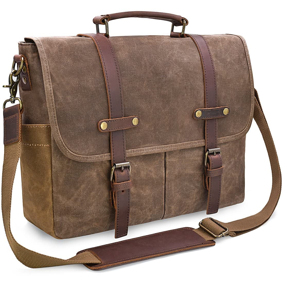 NEWHEY Vintage Sac Bandouliere Homme Toile Imperméables Messager Sac Bandoulière Ordinateurs Portables 15.6 Mallette Affaires